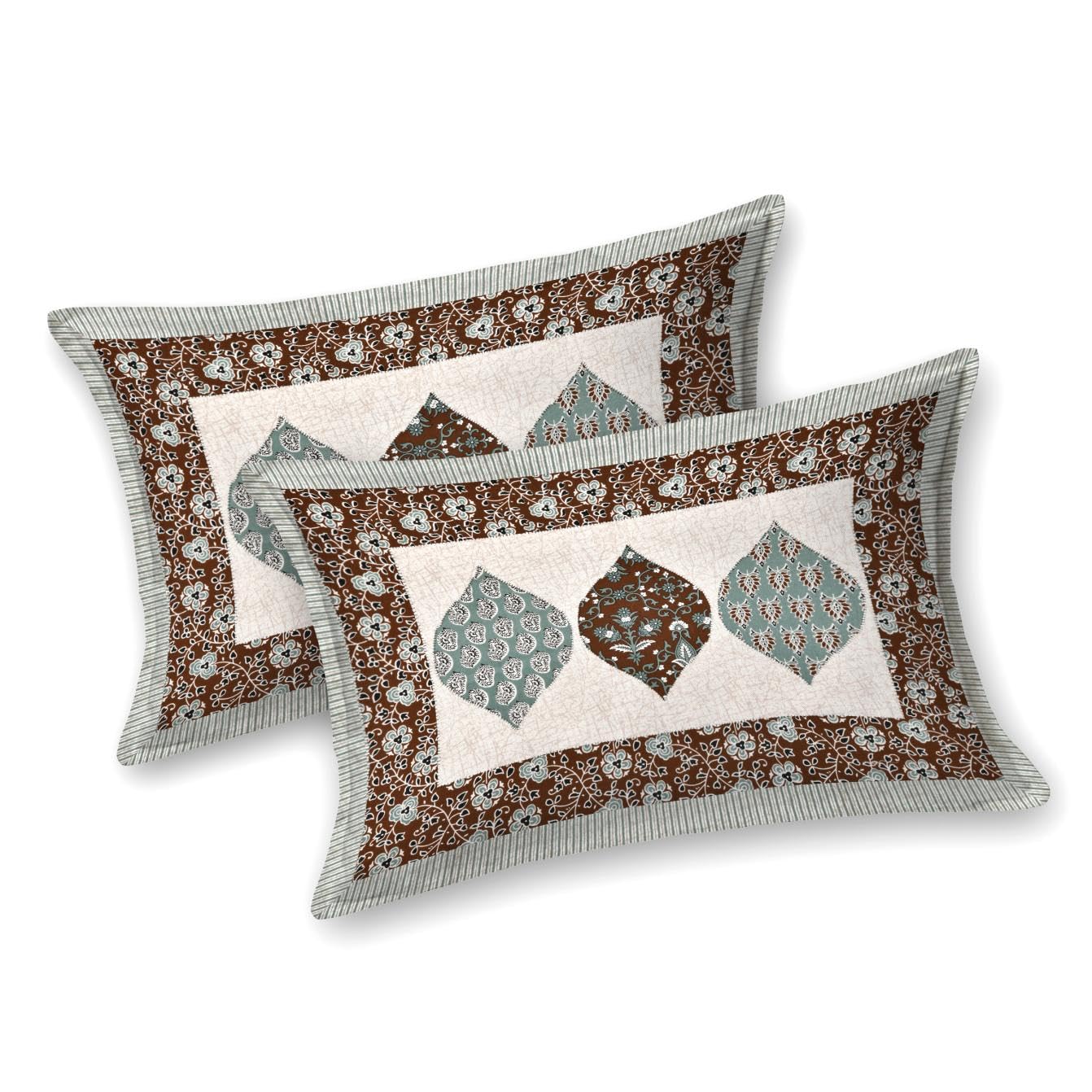 Desert Royal Barmeri Print Bedsheet – Aqua & Coffee Brown Rajasthani Design JUTONWeaves