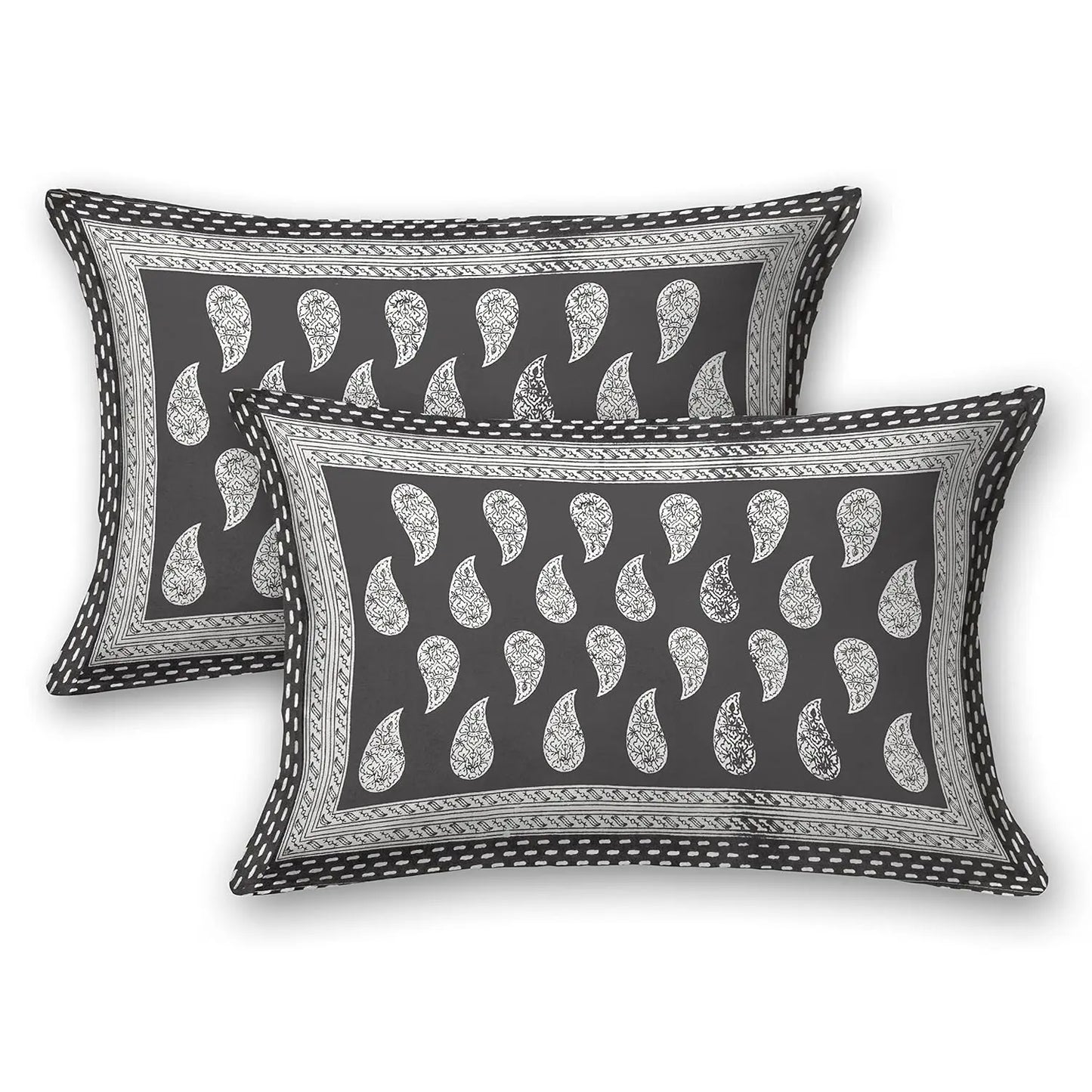 Black Paisley Print Cotton Bedsheet – King Size (100x108 inch) JUTON