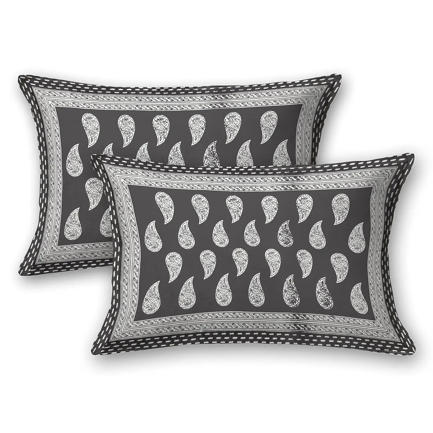 Black Paisley Print Cotton Bedsheet – King Size (100x108 inch) JUTON