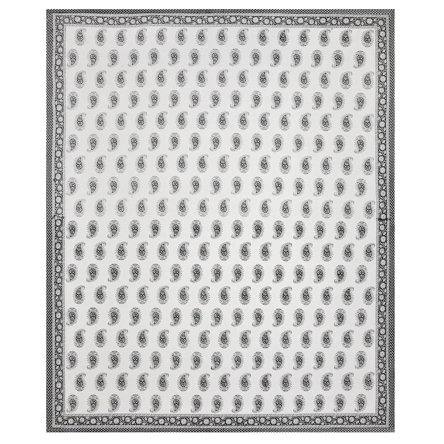 Black Paisley Print Cotton Bedsheet – King Size (100x108 inch) JUTON