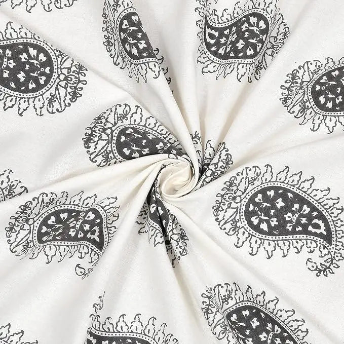 Black Paisley Print Cotton Bedsheet – King Size (100x108 inch) JUTON