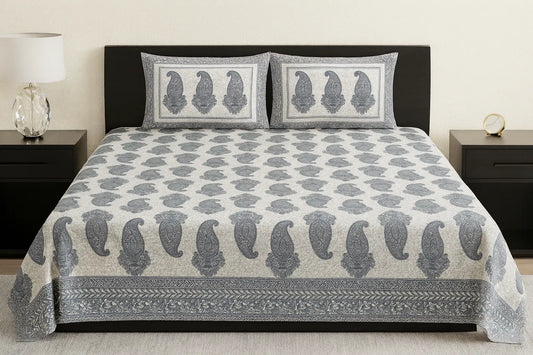 Elegant Pink Paisley Print Pure Cotton Bedsheet – King Size JUTON