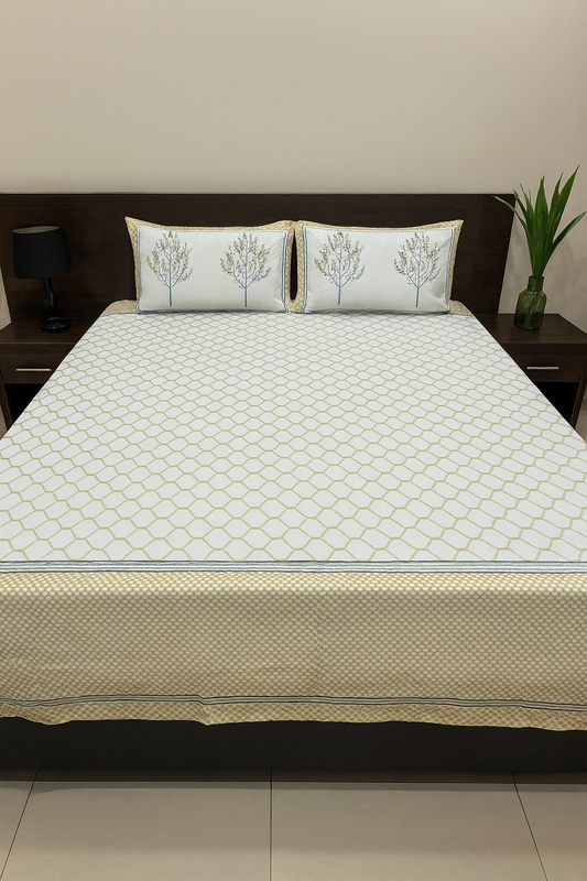 Golden Harmony Cotton Bedsheet – King Size (100 x 108 Inch) JUTON