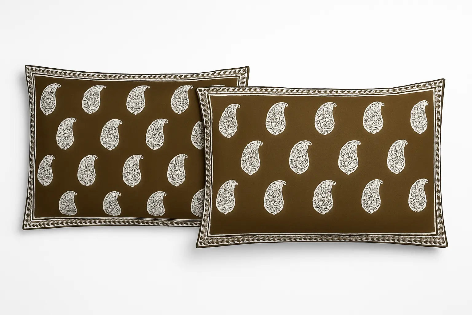 Brown Paisley Print Cotton Bedsheet – King Size (100x108 inch) JUTON