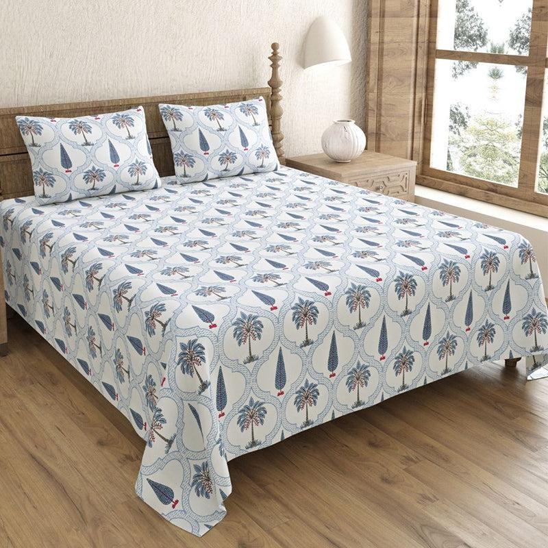 Royal Palm & Cypress Twill Cotton Bedsheet – King Size (108 x 108 Inch) JUTON